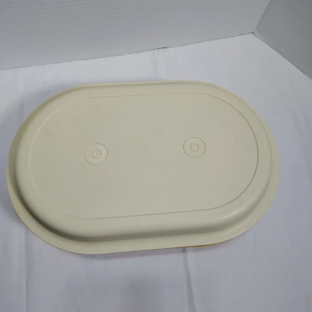 Vtg Tupperware‎  Server Harvest Gold Almond 3 Pc Divider & Lid #1326-#13281328
